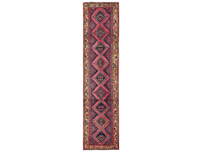 Hamadan Vintage hand-knotted wool runner in Pink & Beige, 2'8" x 10'4" — SKU O02616