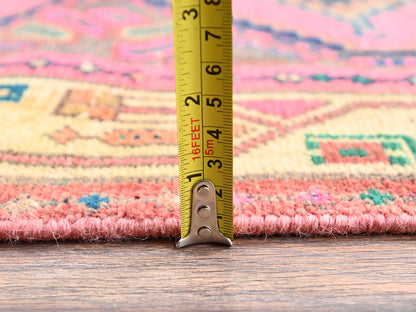 Hamadan Vintage hand-knotted wool runner in Pink & Beige, 2'8" x 10'4" — SKU O02616 (view 6)