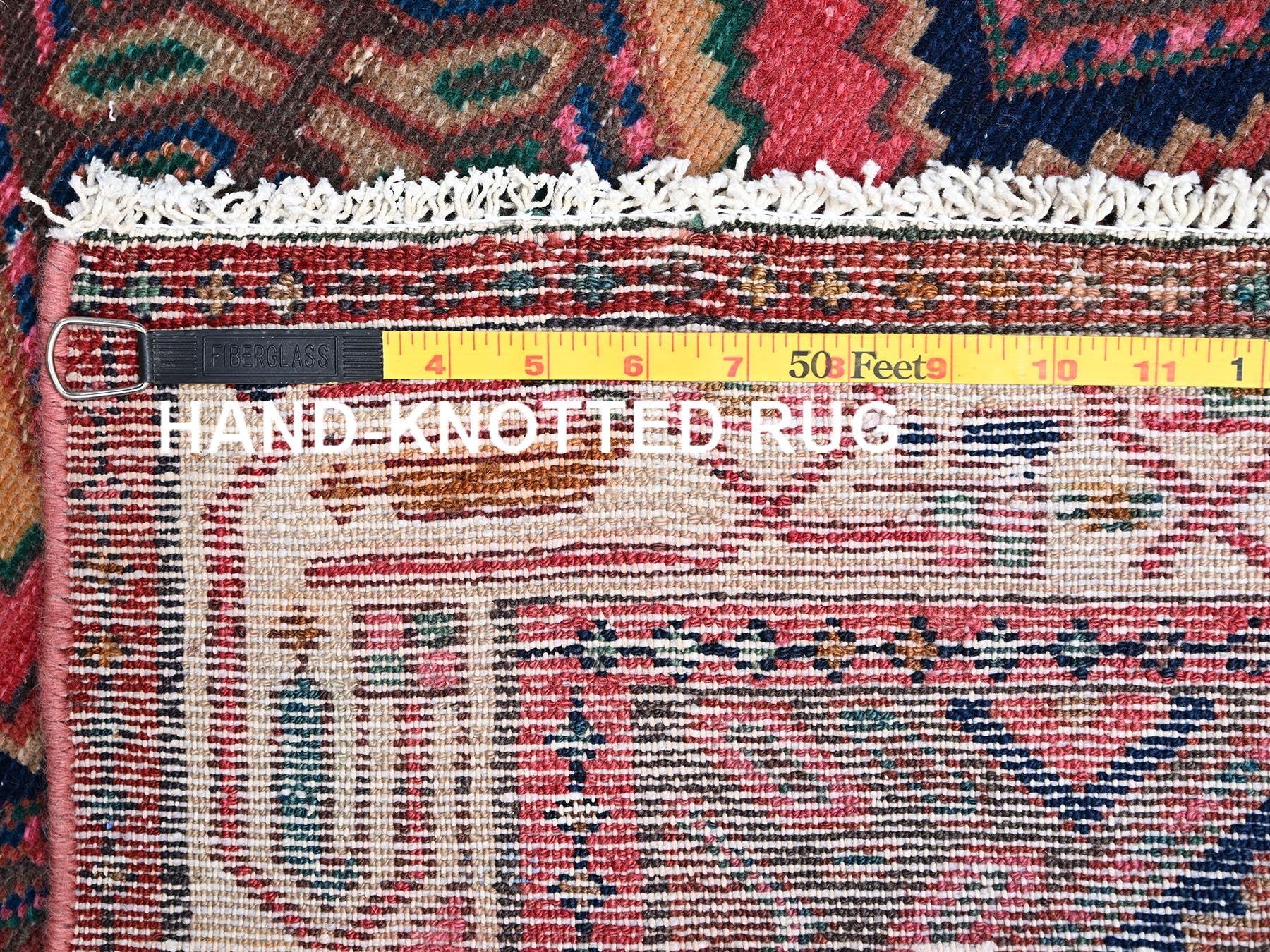 Hamadan Vintage hand-knotted wool runner in Pink & Beige, 2'8" x 10'4" — SKU O02616 (view 7)