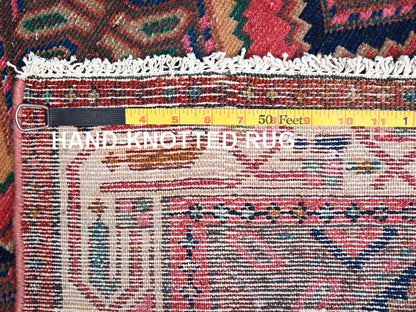 Hamadan Vintage hand-knotted wool runner in Pink & Beige, 2'8" x 10'4" — SKU O02616 (view 7)