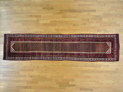 Boteh Persian hand-knotted wool runner in Blue & Ivory, 3'2" x 13'10" — SKU O026171