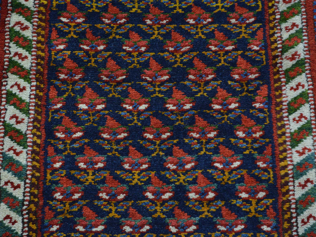 Boteh Persian hand-knotted wool runner in Blue & Ivory, 3'2" x 13'10" — SKU O026171 (view 4)