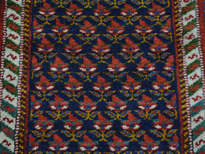 Boteh Persian hand-knotted wool runner in Blue & Ivory, 3'2" x 13'10" — SKU O026171 (view 4)
