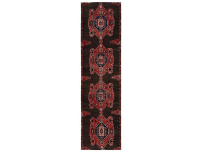 Brown 3'0" x 11'6" Vintage Hand knotted Wool Rug - Sku: O02624
