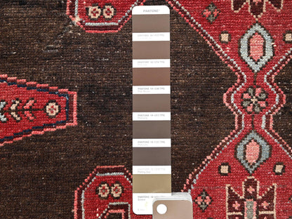 Brown 3'0" x 11'6" Vintage Hand knotted Wool Rug - Sku: O02624