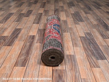 Brown 3'0" x 11'6" Vintage Hand knotted Wool Rug - Sku: O02624