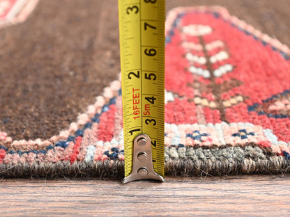 Brown 3'0" x 11'6" Vintage Hand knotted Wool Rug - Sku: O02624