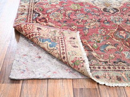 Tabriz Vintage hand-knotted wool rug in Red & Gray, 3'9" x 6'7" — SKU O02628 (view 3)