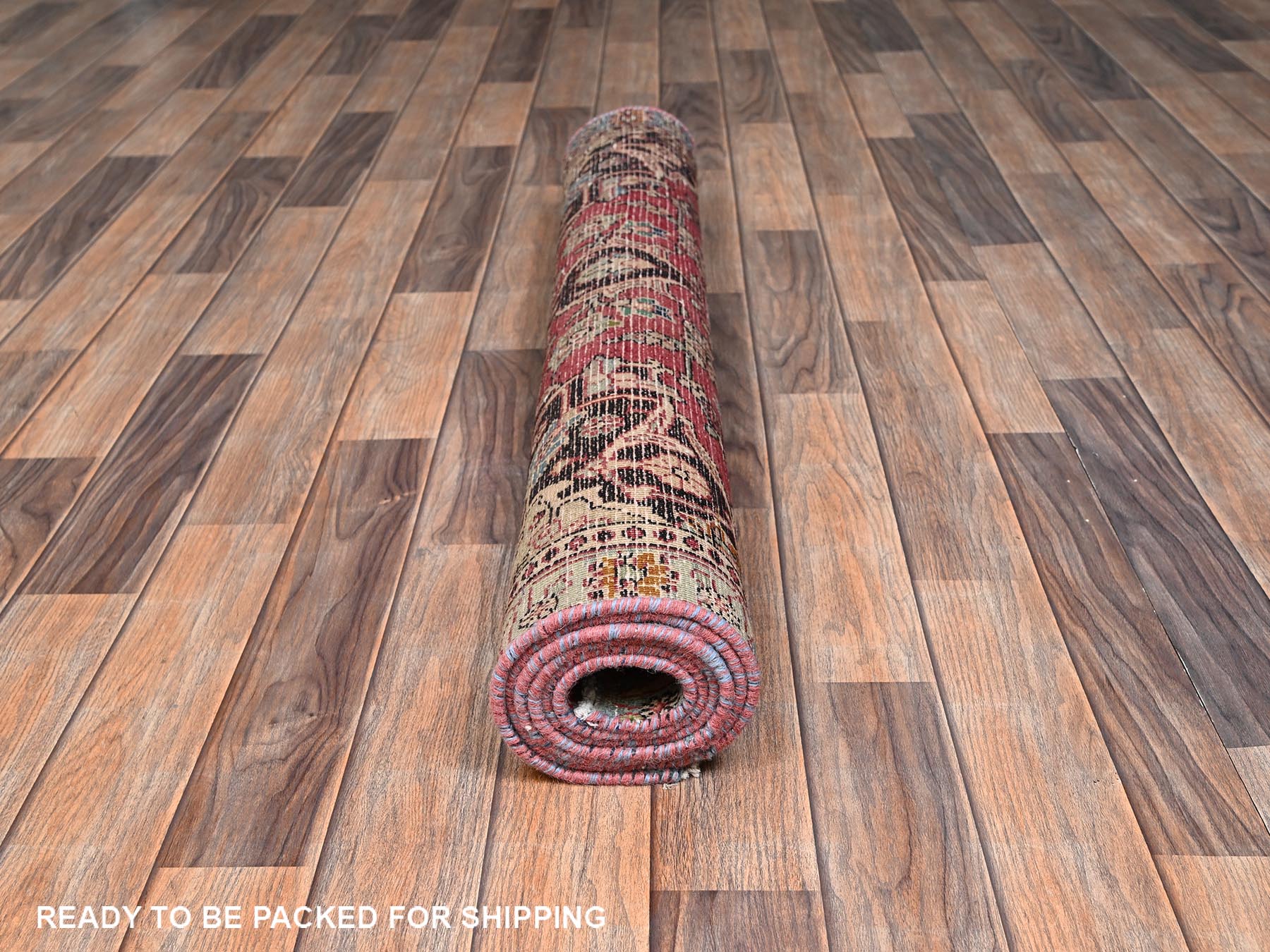 Tabriz Vintage hand-knotted wool rug in Red & Gray, 3'9" x 6'7" — SKU O02628 (view 5)