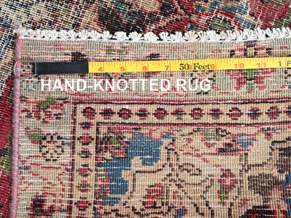 Tabriz Vintage hand-knotted wool rug in Red & Gray, 3'9" x 6'7" — SKU O02628 (view 7)