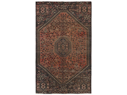 Brown 4'11" x 8'6" Vintage Hand knotted Wool Rug - Sku: O02629