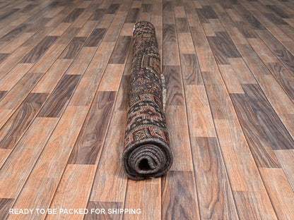 Brown 4'11" x 8'6" Vintage Hand knotted Wool Rug - Sku: O02629