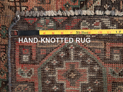 Brown 4'11" x 8'6" Vintage Hand knotted Wool Rug - Sku: O02629