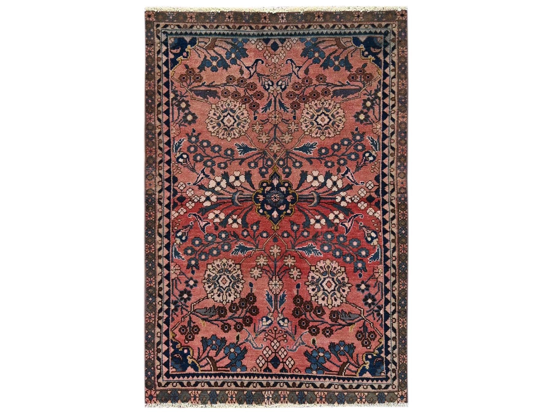 Pink 3'2" x 4'9" Vintage Hand knotted Wool Rug - Sku: O02633