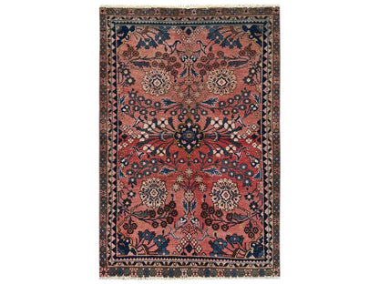 Pink 3'2" x 4'9" Vintage Hand knotted Wool Rug - Sku: O02633