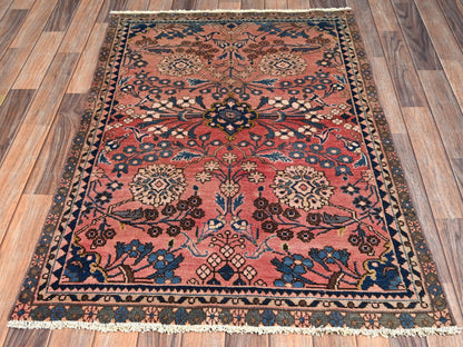 Pink 3'2" x 4'9" Vintage Hand knotted Wool Rug - Sku: O02633