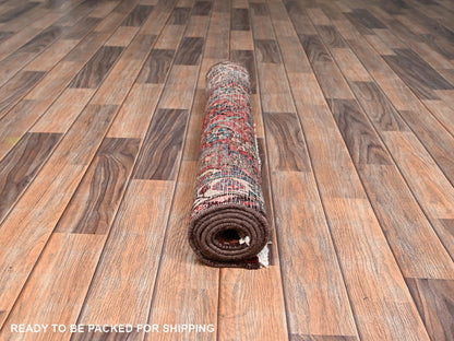 Red 3'2" x 4'9" Vintage Hand knotted Wool Rug - Sku: O02634