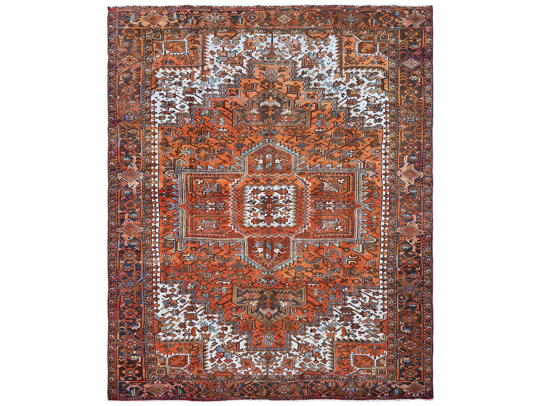 Orange 10'0" x 12'0" Heriz Hand knotted Wool Rug - Sku: O0263