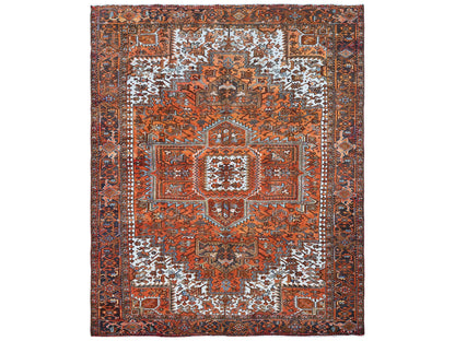 Orange 10'0" x 12'0" Heriz Hand knotted Wool Rug - Sku: O0263