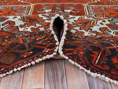 Orange 10'0" x 12'0" Heriz Hand knotted Wool Rug - Sku: O0263