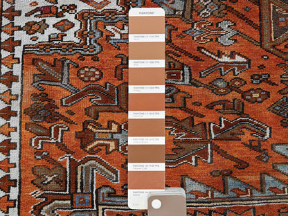 Orange 10'0" x 12'0" Heriz Hand knotted Wool Rug - Sku: O0263