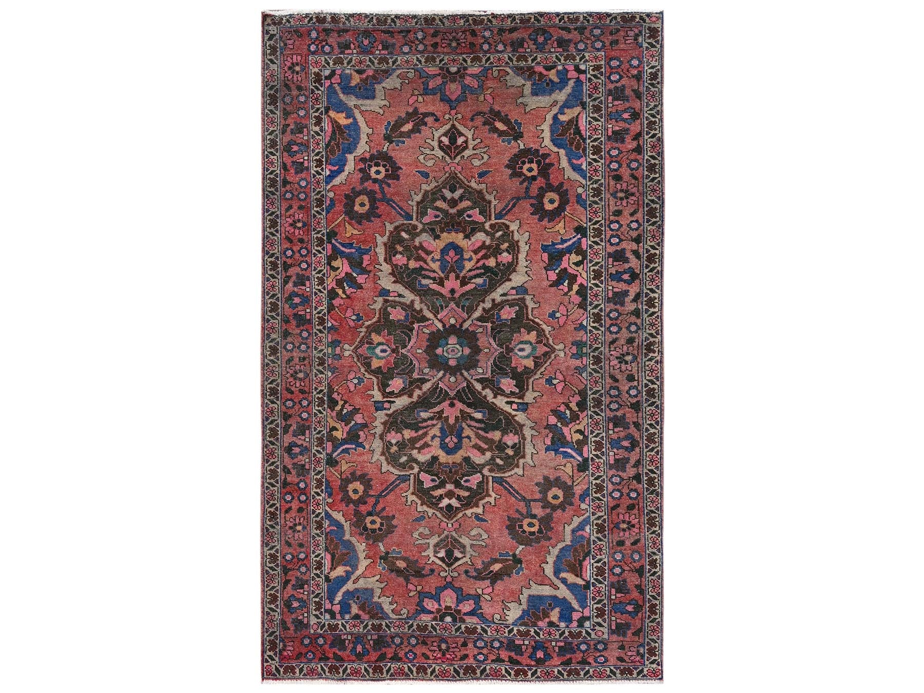 Pink 4'11" x 8'8" Vintage Hand knotted Wool Rug - Sku: O02640