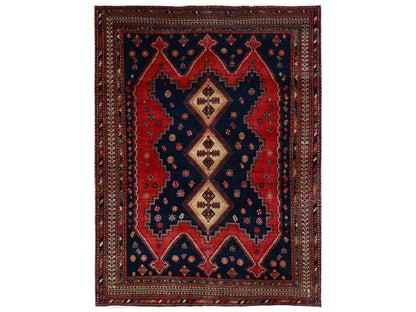 Red 5'10" x 7'11" Vintage Hand knotted Wool Rug - Sku: O02641