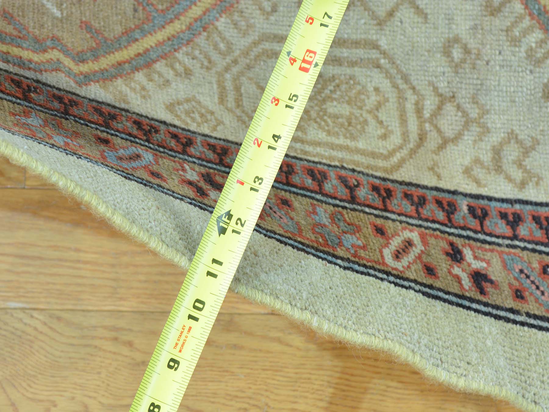 Serab Antique hand-knotted wool runner in Green & Light Brown, 3'1" x 14'3" — SKU O026424 (view 3)