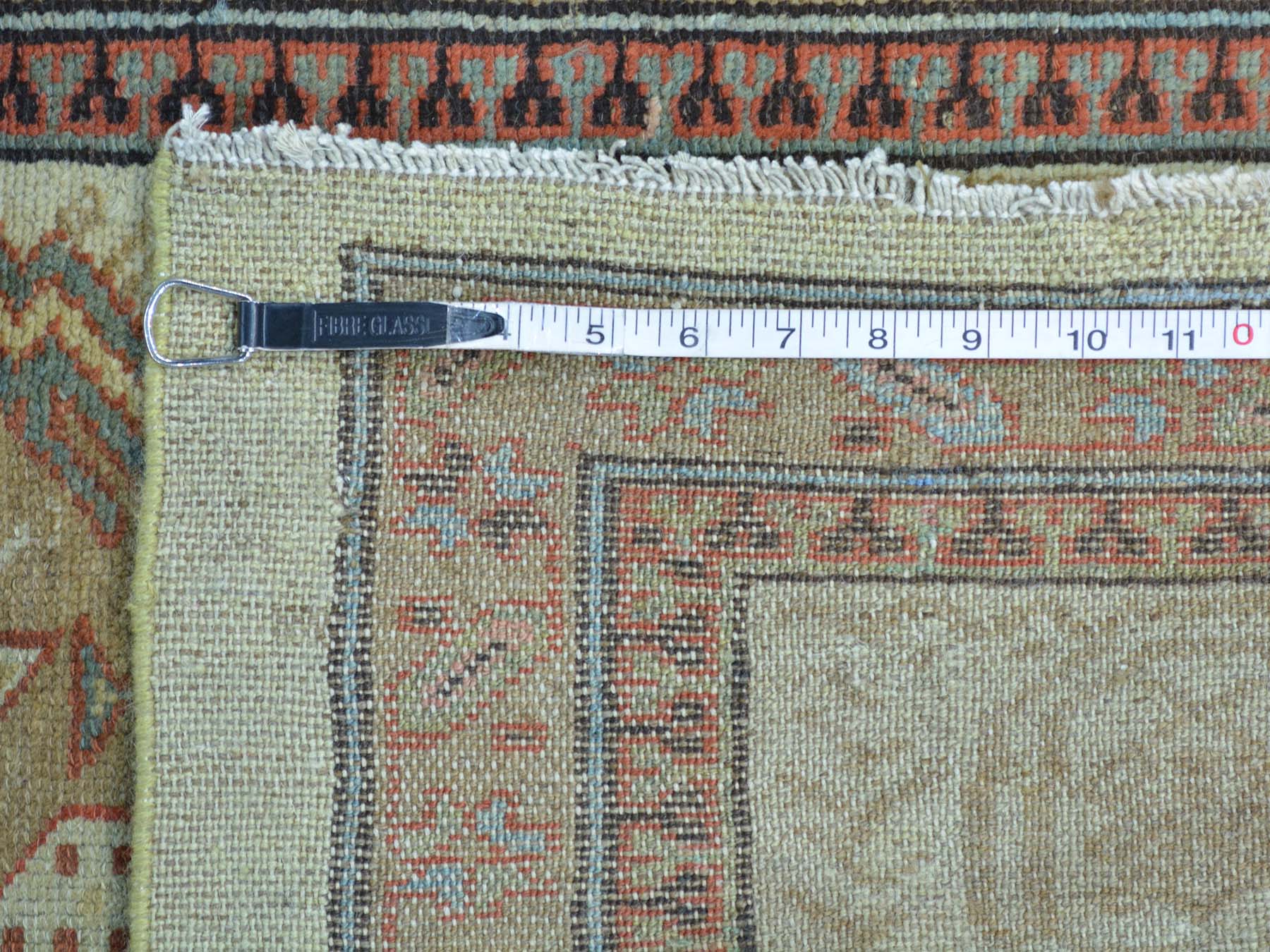 Serab Antique hand-knotted wool runner in Green & Light Brown, 3'1" x 14'3" — SKU O026424 (view 5)