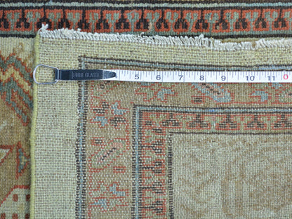 Serab Antique hand-knotted wool runner in Green & Light Brown, 3'1" x 14'3" — SKU O026424 (view 5)