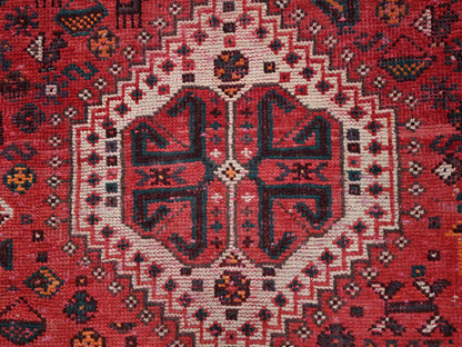 Shiraz Vintage hand-knotted wool rug in Red & Ivory, 6'11" x 9'7" — SKU O02642 (view 9)