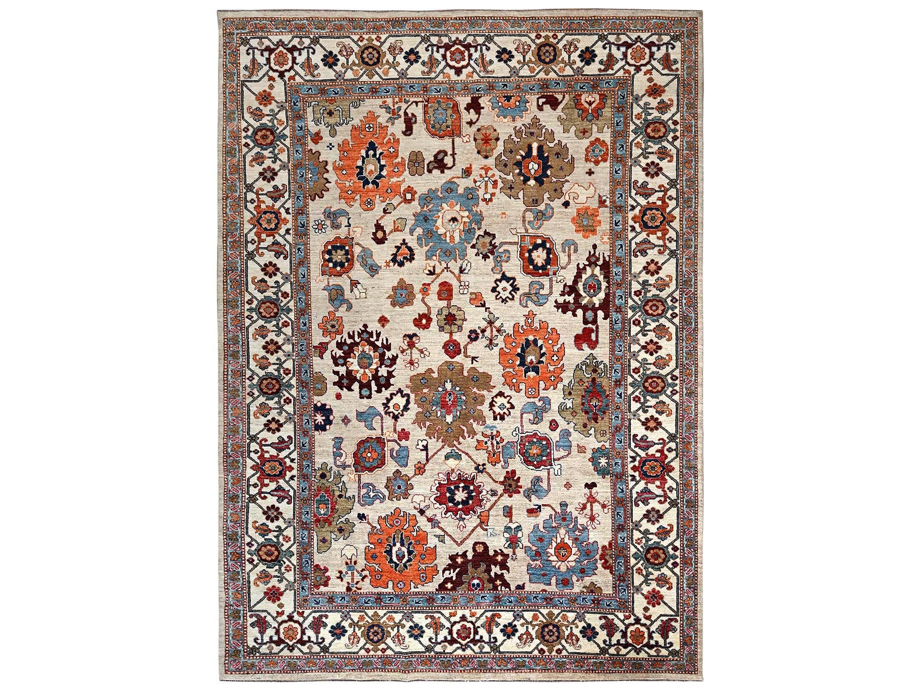 Sultanabad Tribal & Geometric hand-knotted wool rug in Ivory, 8'10" x 11'10" — SKU O02644