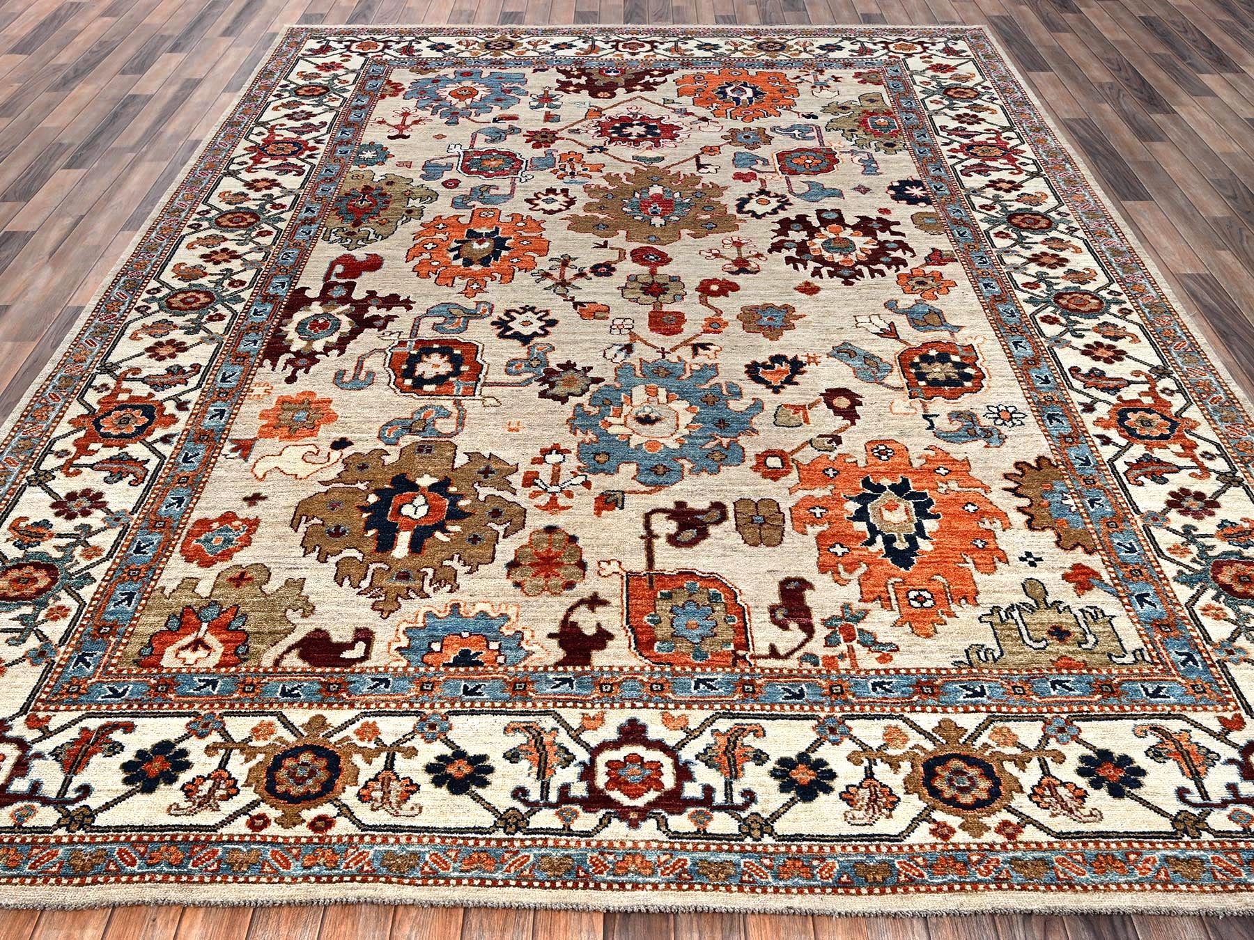 Sultanabad Tribal & Geometric hand-knotted wool rug in Ivory, 8'10" x 11'10" — SKU O02644 (view 2)