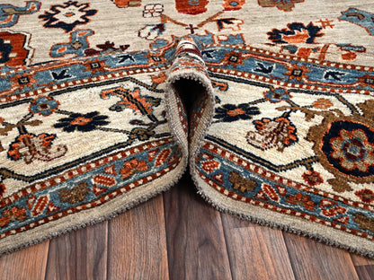 Ivory 8'10" x 11'10" Tribal & Geometric Hand knotted Wool Rug - Sku: O02644