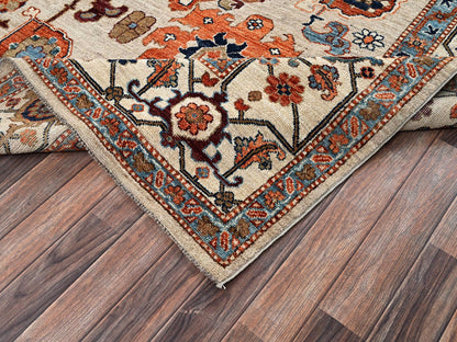 Ivory 8'10" x 11'10" Tribal & Geometric Hand knotted Wool Rug - Sku: O02644