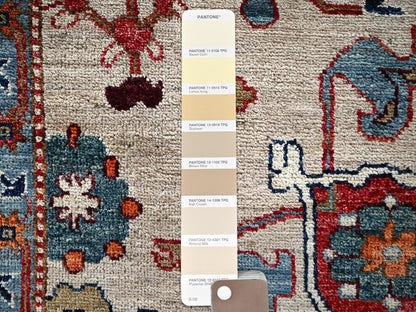 Ivory 8'10" x 11'10" Tribal & Geometric Hand knotted Wool Rug - Sku: O02644