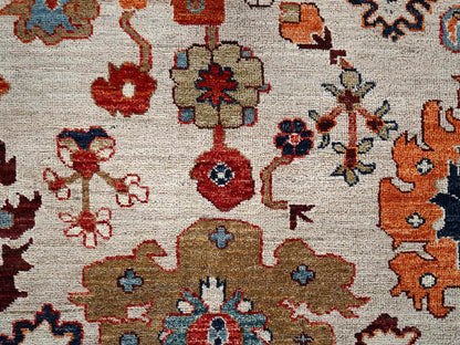 Ivory 8'10" x 11'10" Tribal & Geometric Hand knotted Wool Rug - Sku: O02644