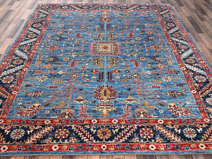 Blue 8'3" x 9'9" Heriz Hand knotted Wool Rug - Sku: O02648