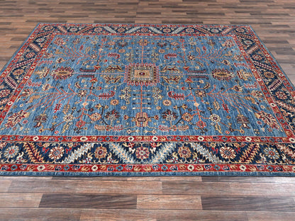 Blue 8'3" x 9'9" Heriz Hand knotted Wool Rug - Sku: O02648