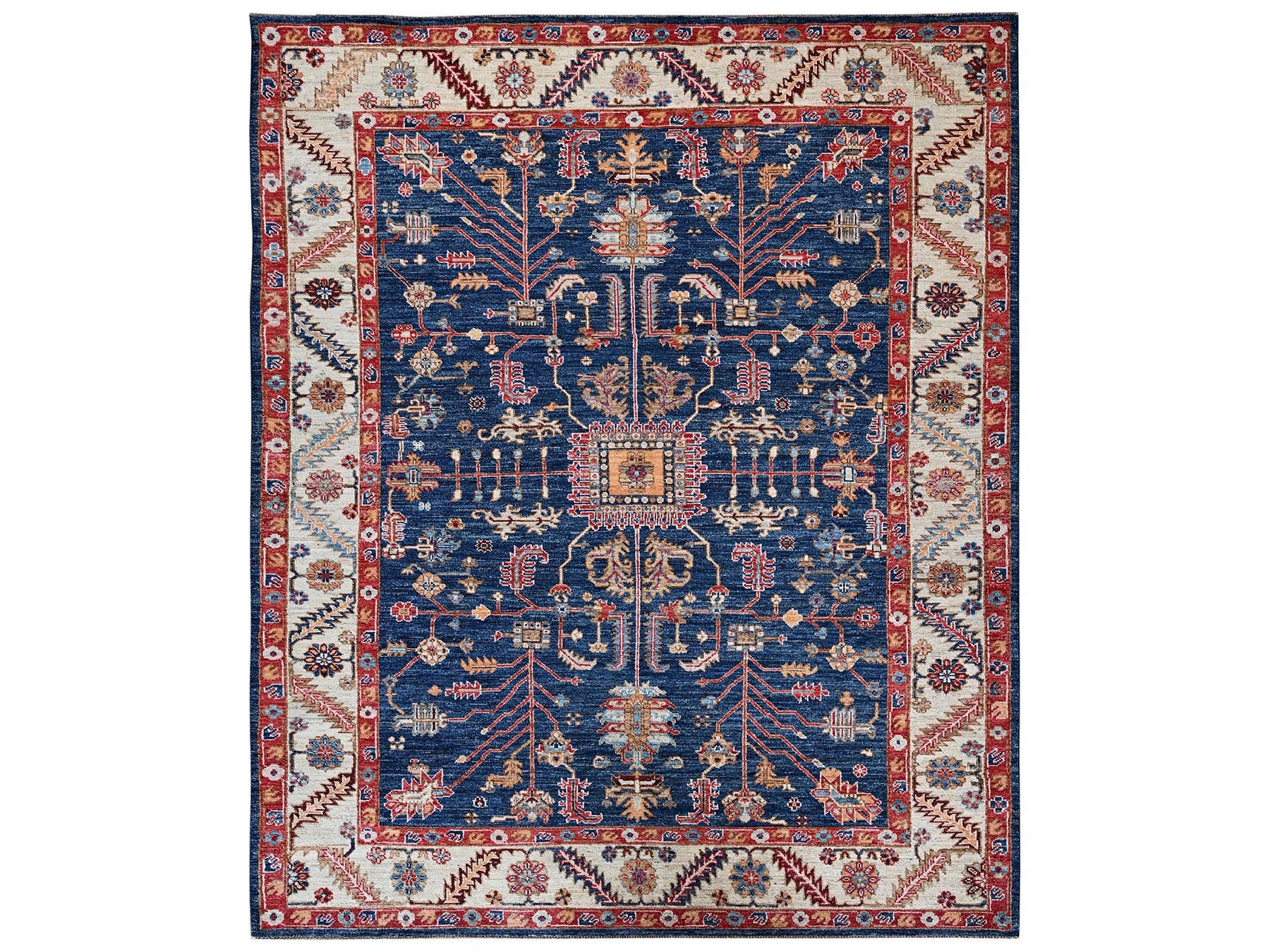 Blue 7'11" x 9'9" Heriz Hand knotted Wool Rug - Sku: O02650
