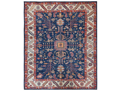 Blue 7'11" x 9'9" Heriz Hand knotted Wool Rug - Sku: O02650