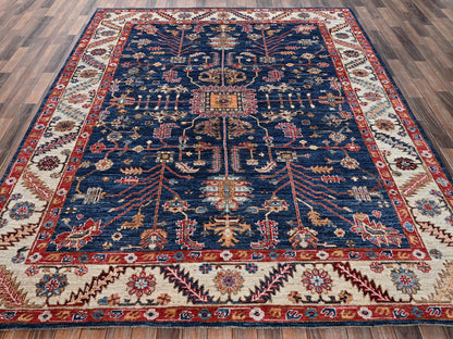 Blue 7'11" x 9'9" Heriz Hand knotted Wool Rug - Sku: O02650