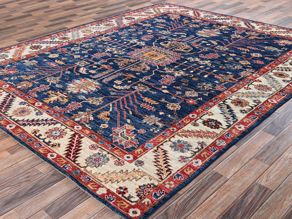 Heriz Heriz hand-knotted wool rug in Blue & Ivory, 7'11" x 9'9" — SKU O02650 (view 3)
