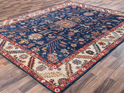 Heriz Heriz hand-knotted wool rug in Blue & Ivory, 7'11" x 9'9" — SKU O02650 (view 3)