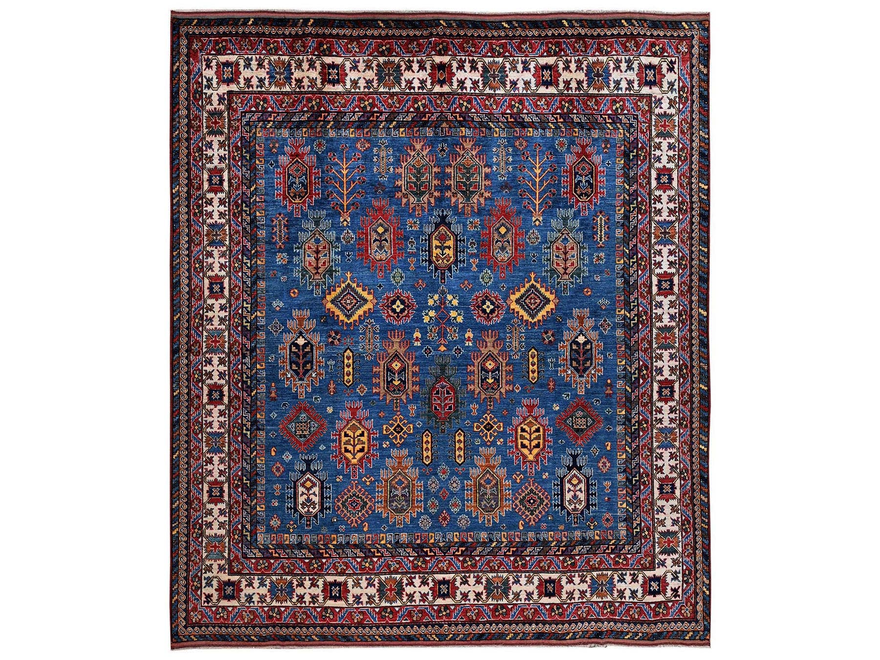 Blue 10'0" x 10'1" Kazak Hand knotted Wool Rug - Sku: O02659