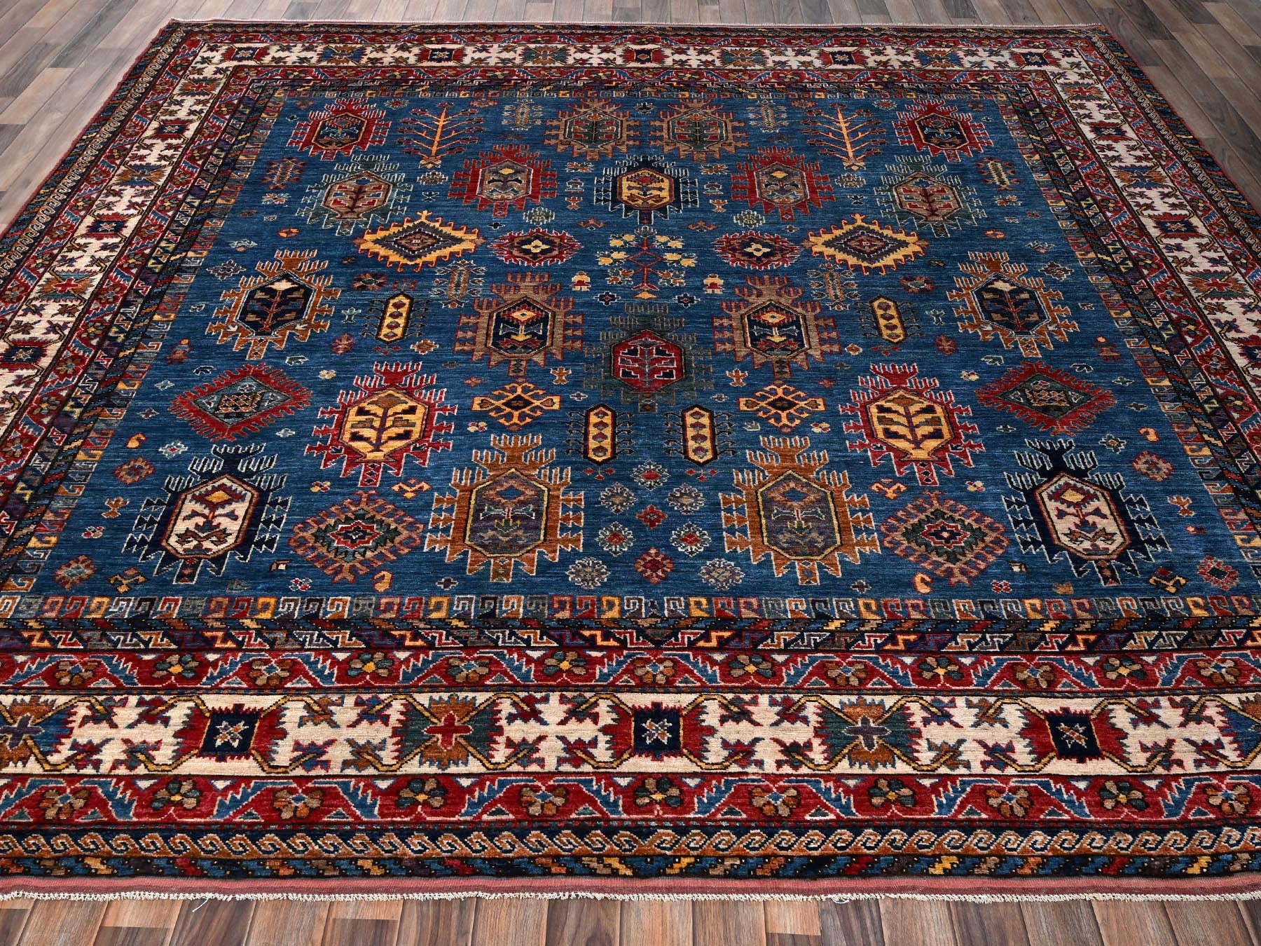 Blue 10'0" x 10'1" Kazak Hand knotted Wool Rug - Sku: O02659