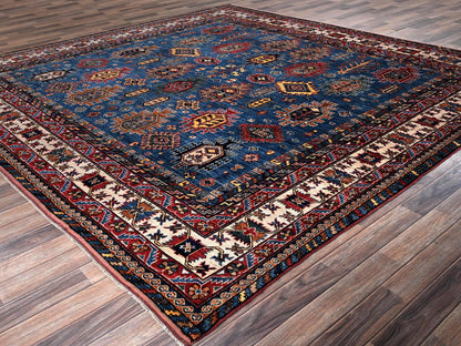 Blue 10'0" x 10'1" Kazak Hand knotted Wool Rug - Sku: O02659
