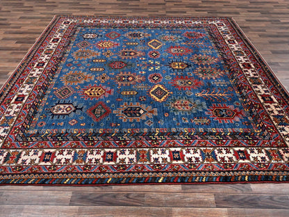 Blue 10'0" x 10'1" Kazak Hand knotted Wool Rug - Sku: O02659