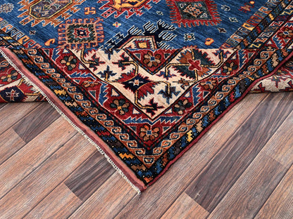 Blue 10'0" x 10'1" Kazak Hand knotted Wool Rug - Sku: O02659