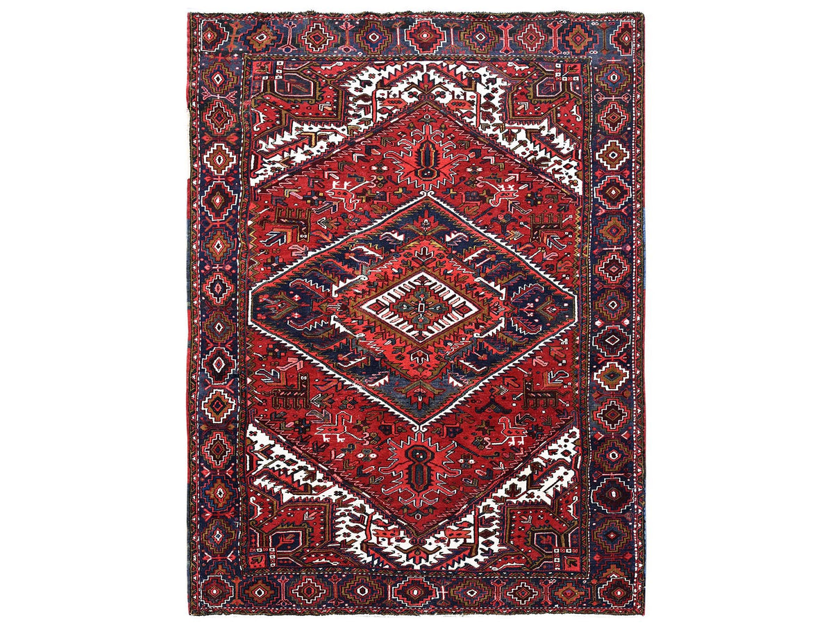 Heriz Heriz hand-knotted wool rug in Red & Midnight Blue, 7'9" x 10'4" — SKU O0265
